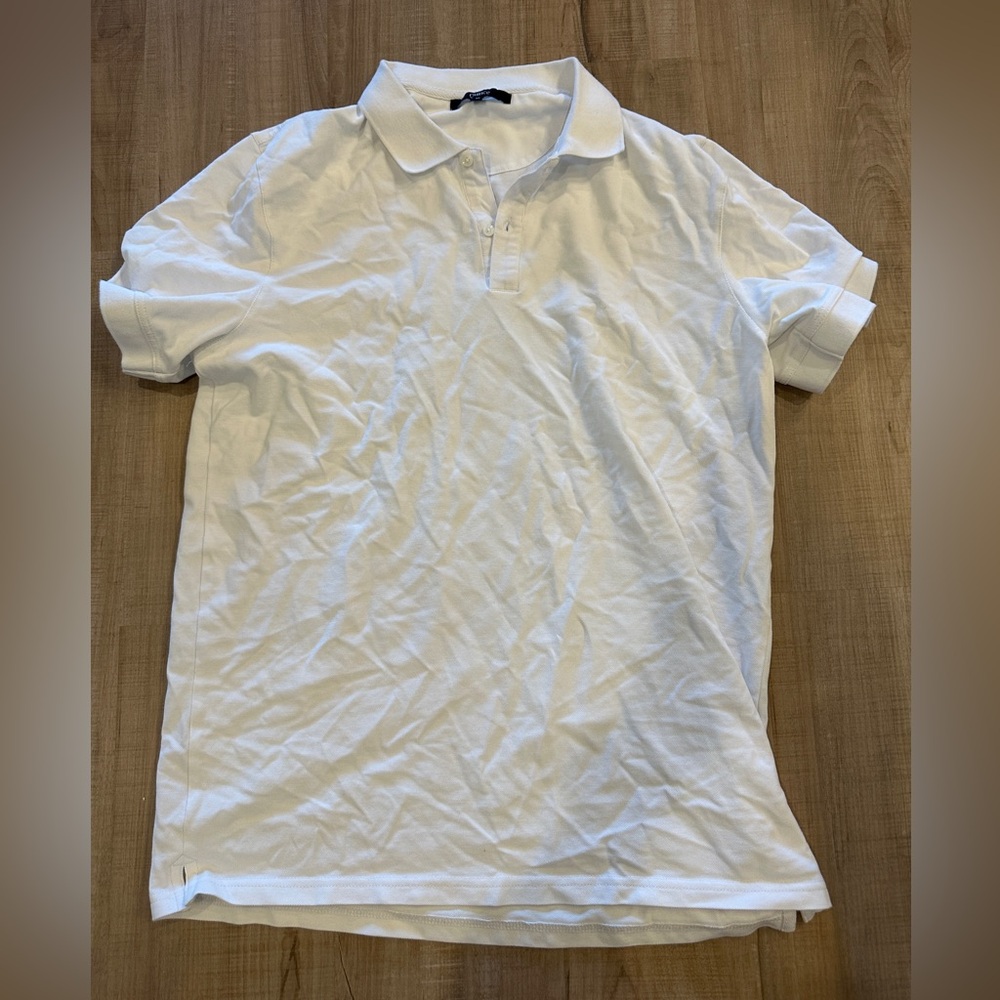 Quince White Organic Cotton Stretch Luxe Pique Polo Shirt Men's Size M
